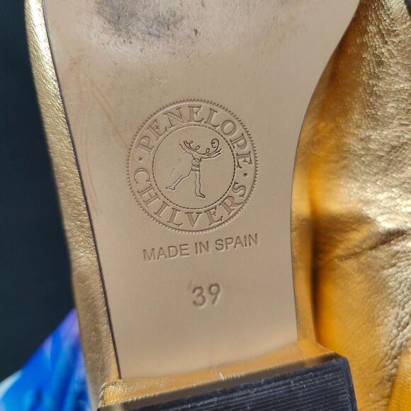 ♡ Penelope Chilvers ♡ Square Toe Ballet Flats Metallic Gold - Picture 8 of 8